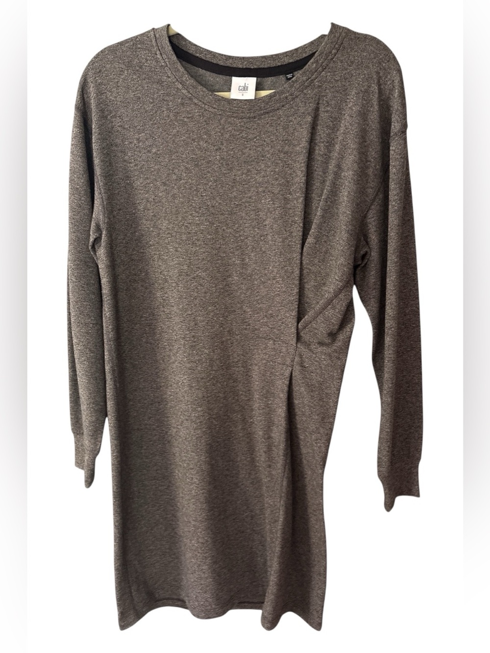 Cabi Put On Sweatshirt Dress 3650 Heather Gray Asymmetric Side Gathered S